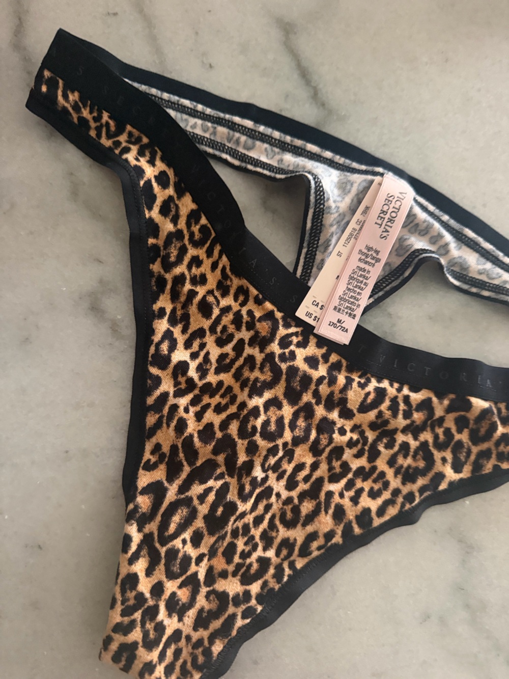 Victoria's Secret Leopard Animal-Print high leg thong in Tan and Black medium
